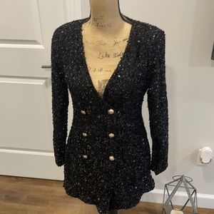 Black sequenced blazer dress